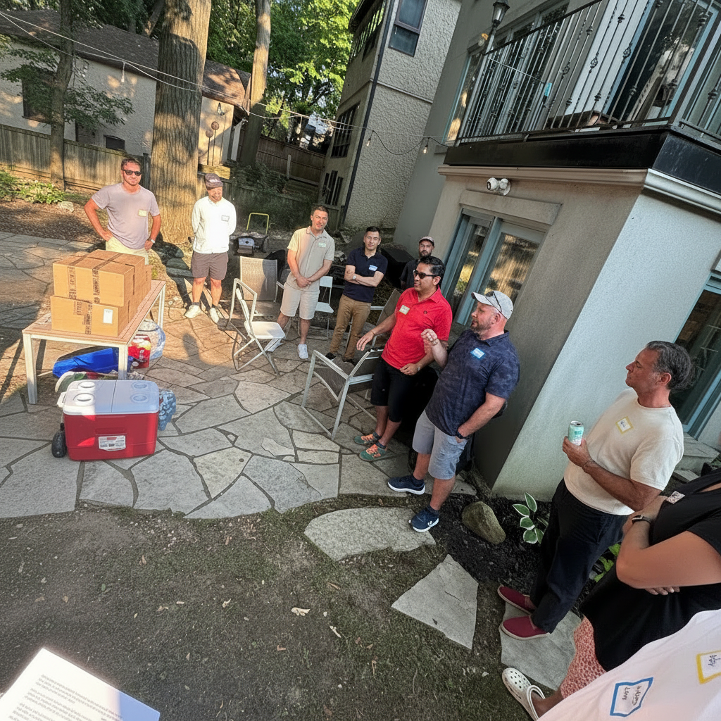 Members at a backyard gathering